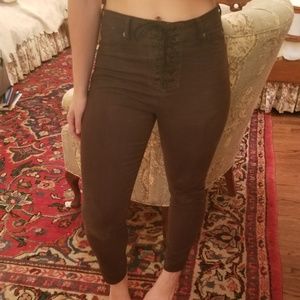 Black Lace Up Jeans Size 28